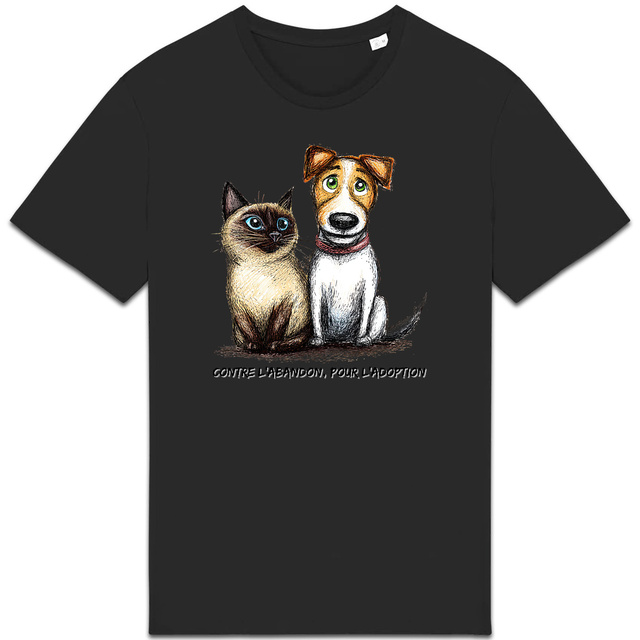 Image front T-shirt Unisexe Confort Bio - "Contre l'abandon, pour l'adoption"