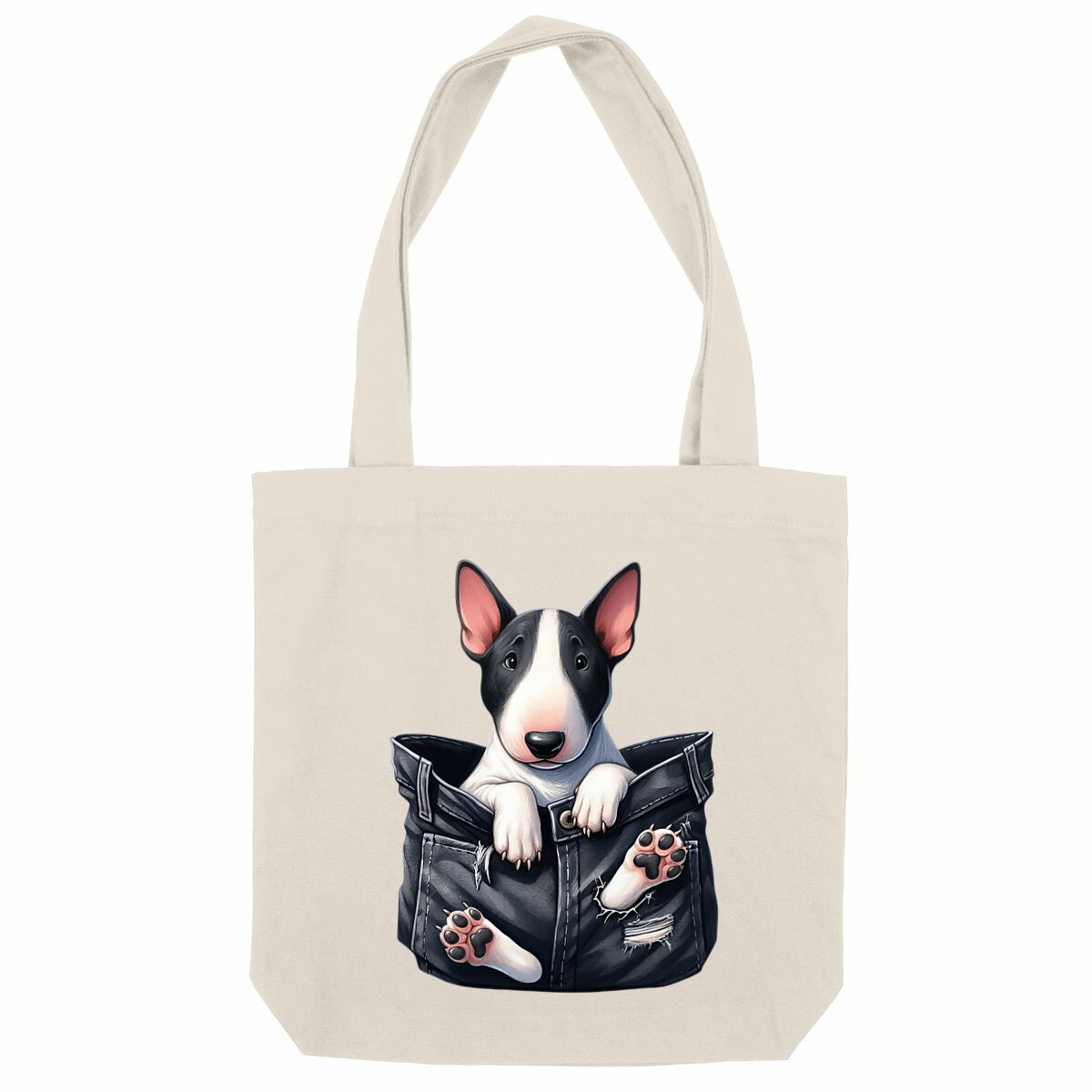 Image front Totebag Épais Recyclé - "Dans la poche" : Teckel Charmeur