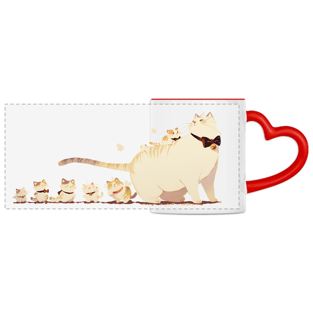 Image front Mug Anse Cœur Panoramique - "Une famille féline pour l'autre !"3