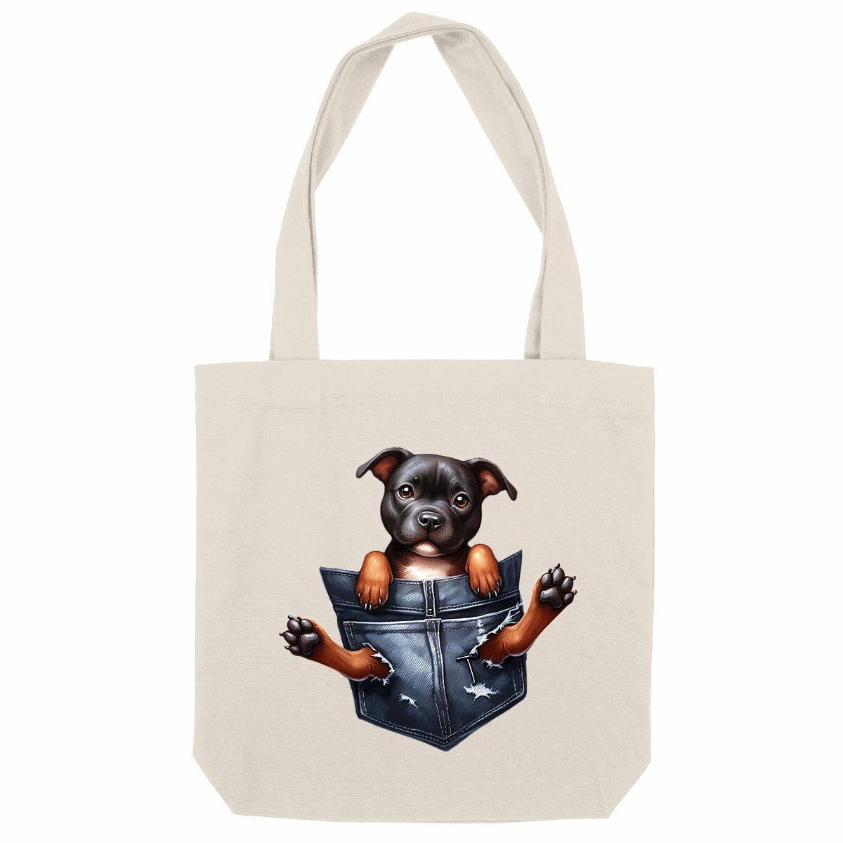 Image front Totebag Épais Recyclé - "Dans la poche" : Chaton Persan Farceur
