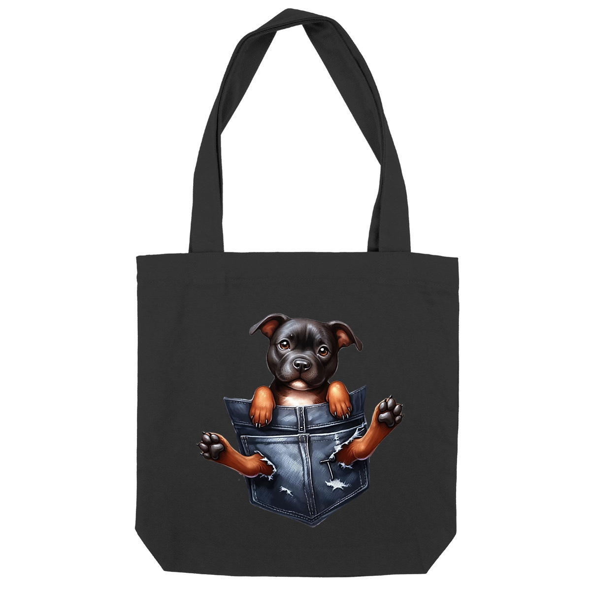 Image front Totebag Épais Recyclé - "Dans la poche" : Chaton Persan Farceur
