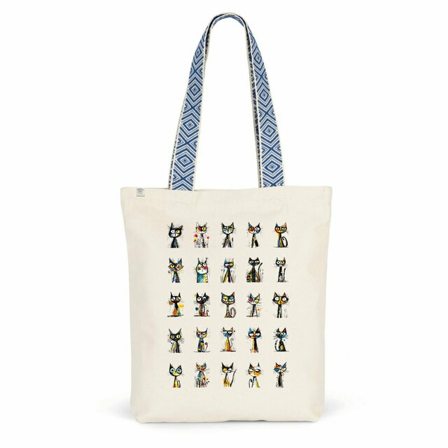 Image front Totebag Ethnique Recyclé - "Team Chats"