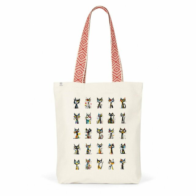 Image front Totebag Ethnique Recyclé - "Team Chats"