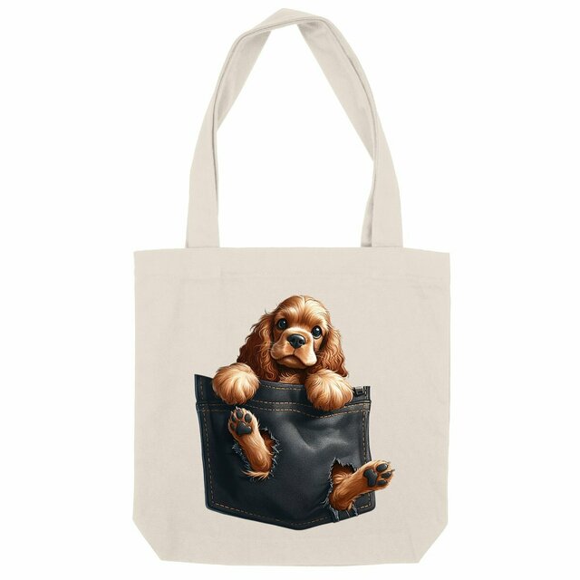 Image front Totebag Épais Recyclé - "Dans la poche" : Cocker