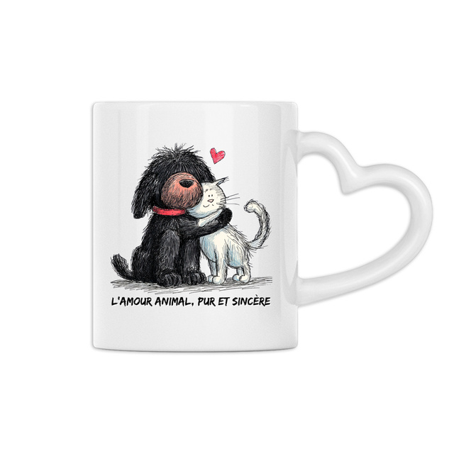 Image front Mug Anse Cœur - "L'amour animal, pur et sincère"