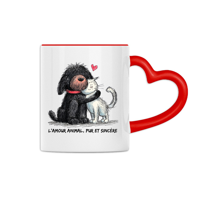 Image front Mug Anse Cœur - "L'amour animal, pur et sincère"