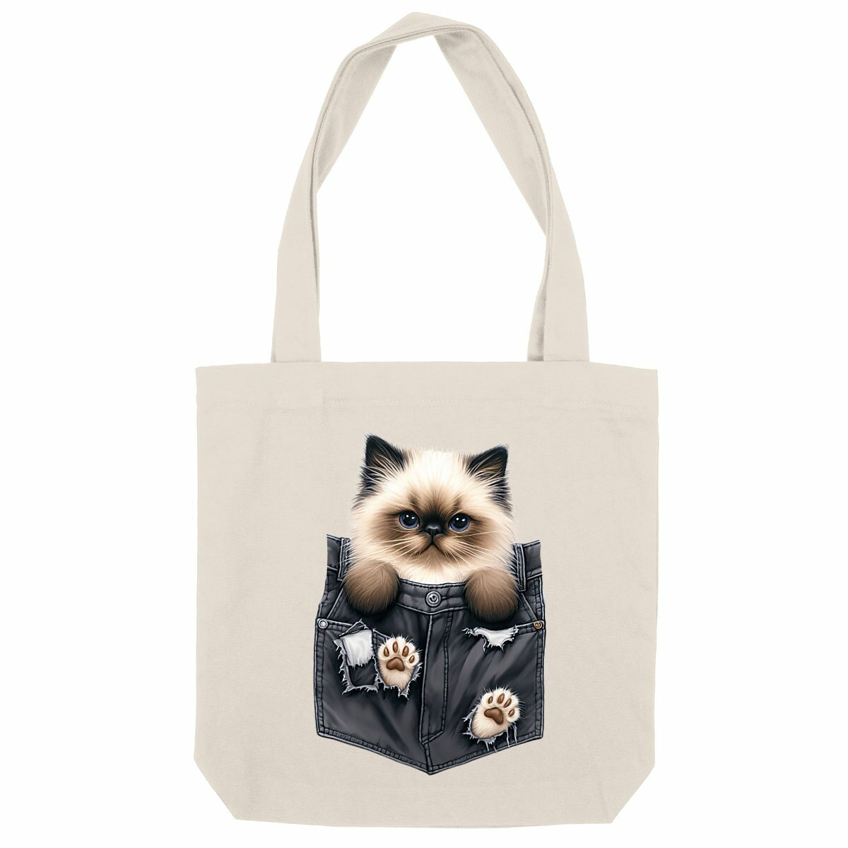 Image front Totebag Épais Recyclé - "Dans la poche" : Bouledogue Français Coquin