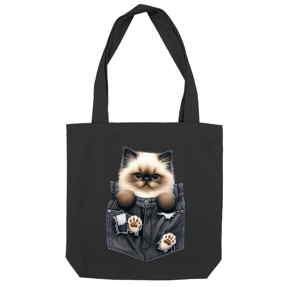 Image front Totebag Épais Recyclé - "Dans la poche" : Bouledogue Français Coquin