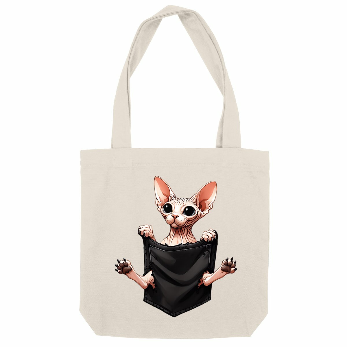 Image front Totebag Épais Recyclé - "Dans la poche" : Chaton Persan Farceur