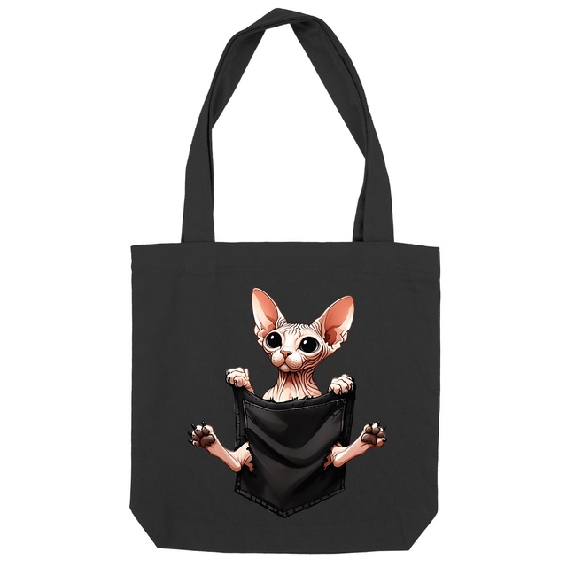 Image front Totebag Épais Recyclé - "Dans la poche" : Sphynx Mystérieux