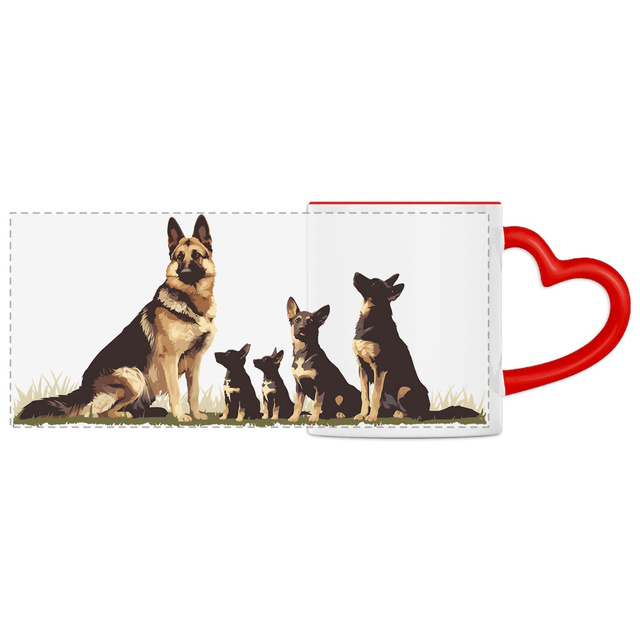 Image front Mug Anse Cœur Panoramique - "Une famille qui a du chien !" 2