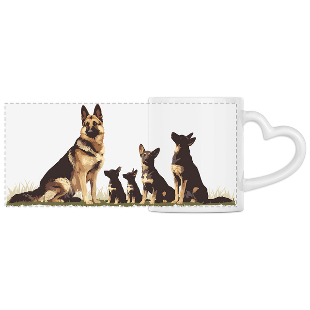 Image front Mug Anse Cœur Panoramique - "Une famille qui a du chien !" 2