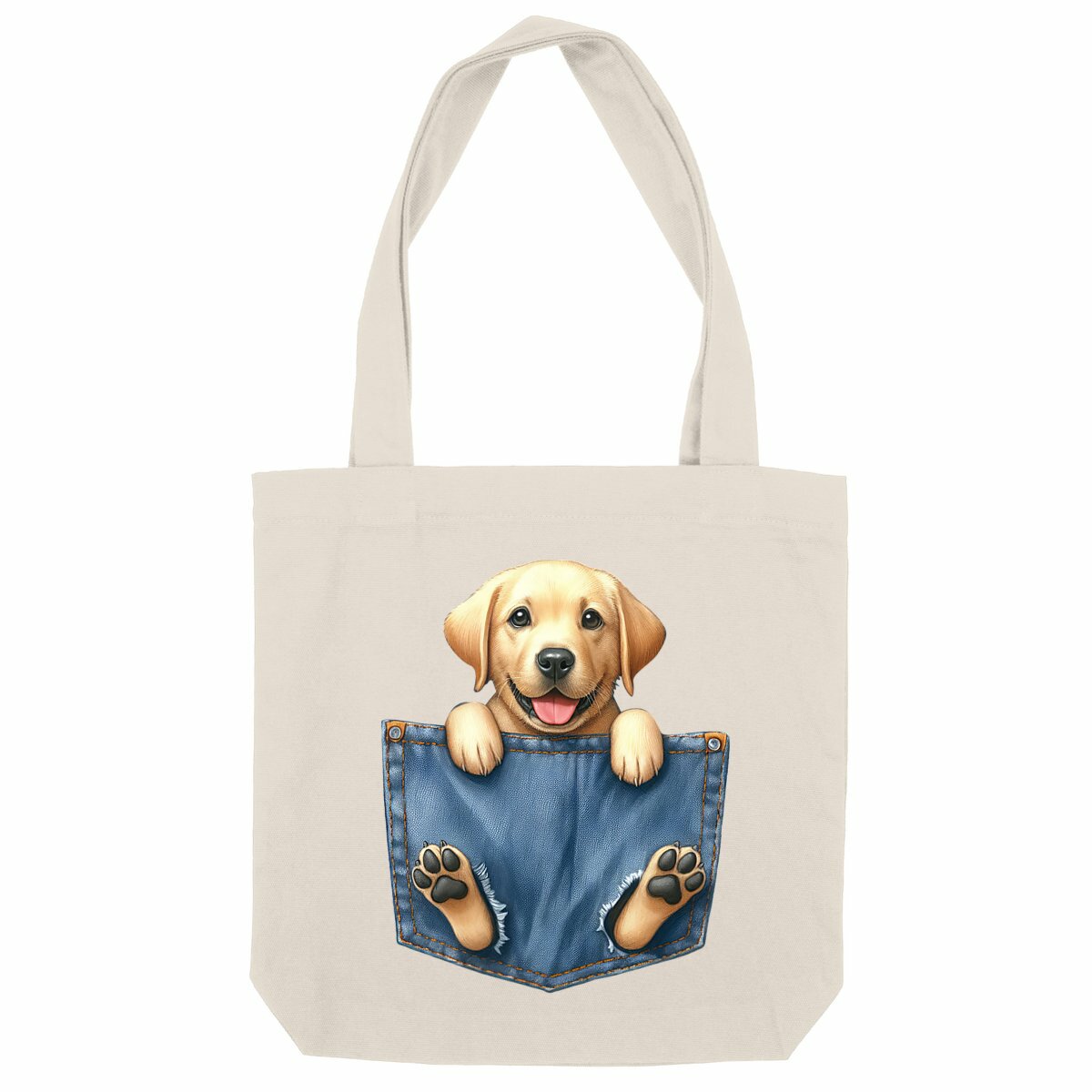 Image front Totebag Épais Recyclé - "Dans la poche" : Scottish Fold Curieux