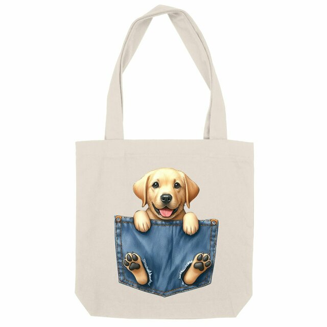 Image front Totebag Épais Recyclé - "Dans la poche" : Labrador Fidèle