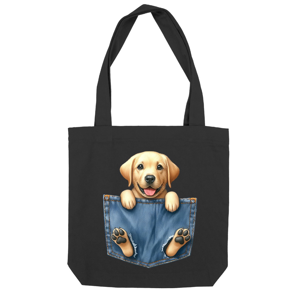 Image front Totebag Épais Recyclé - "Dans la poche" : Scottish Fold Curieux