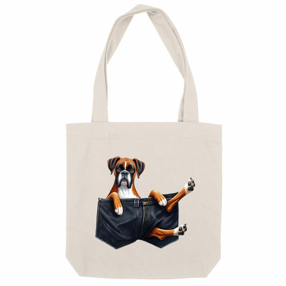 Image front Totebag Épais Recyclé - "Dans la poche" : Teckel Charmeur