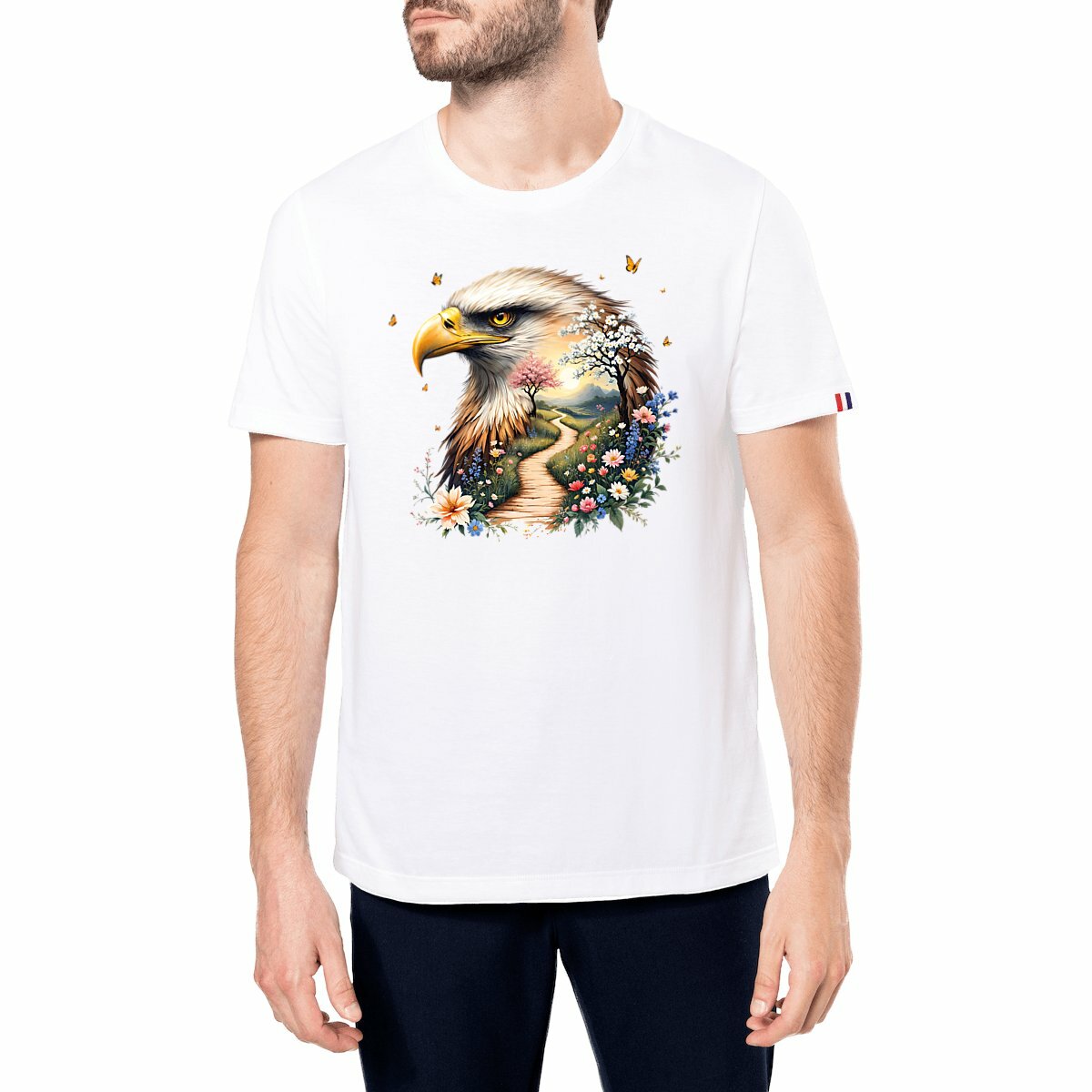Image front T-shirt Femme Bio Made in France - "La Voie du Bonheur Chien"