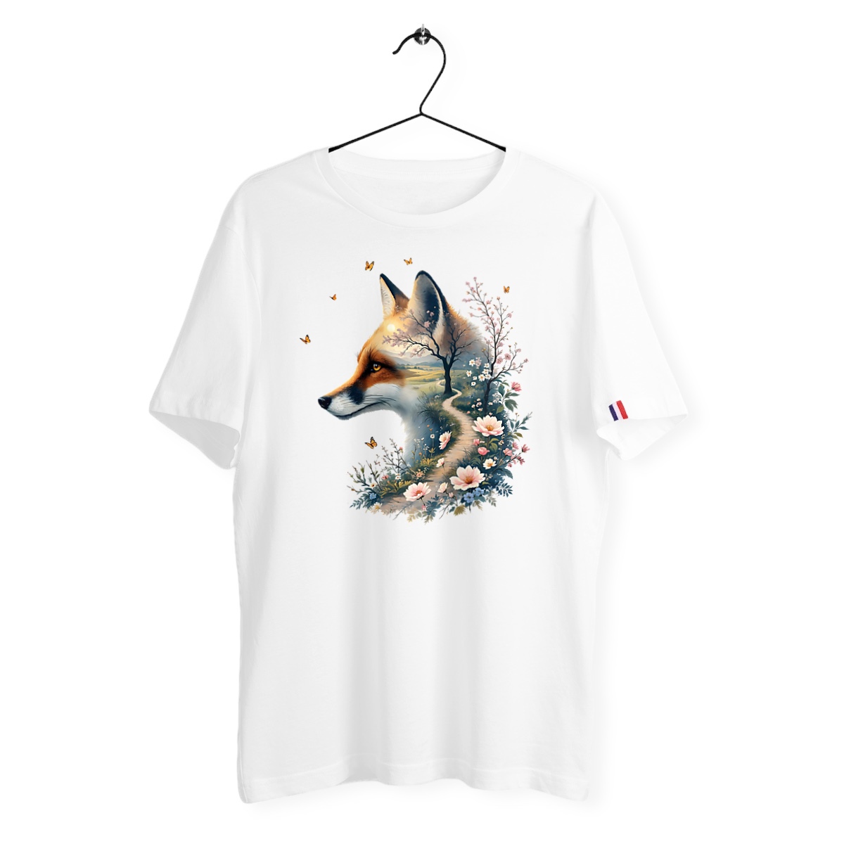Image front T-shirt Femme Bio Made in France - "La Voie du Bonheur Chien"