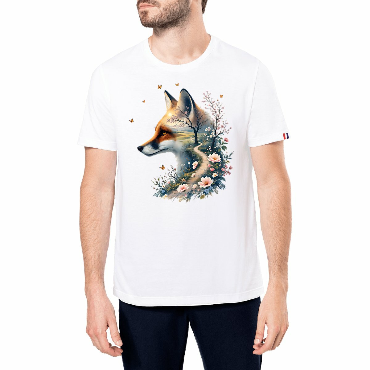 Image front T-shirt Femme Bio Made in France - "La Voie du Bonheur Chien"