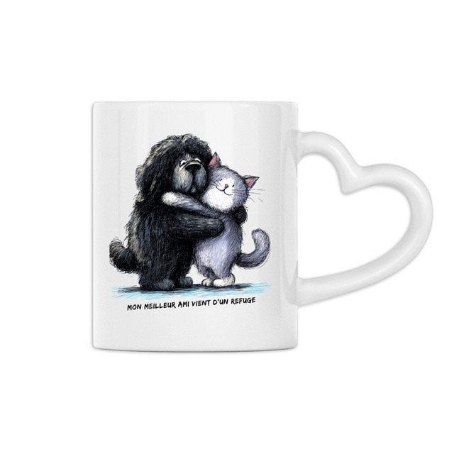 Image front Mug Anse Cœur Panoramique - "Mon meilleur ami vient d'un refuge"