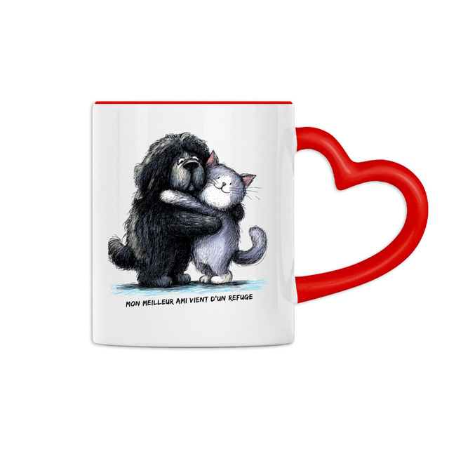 Image front Mug Anse Cœur Panoramique - "Mon meilleur ami vient d'un refuge"