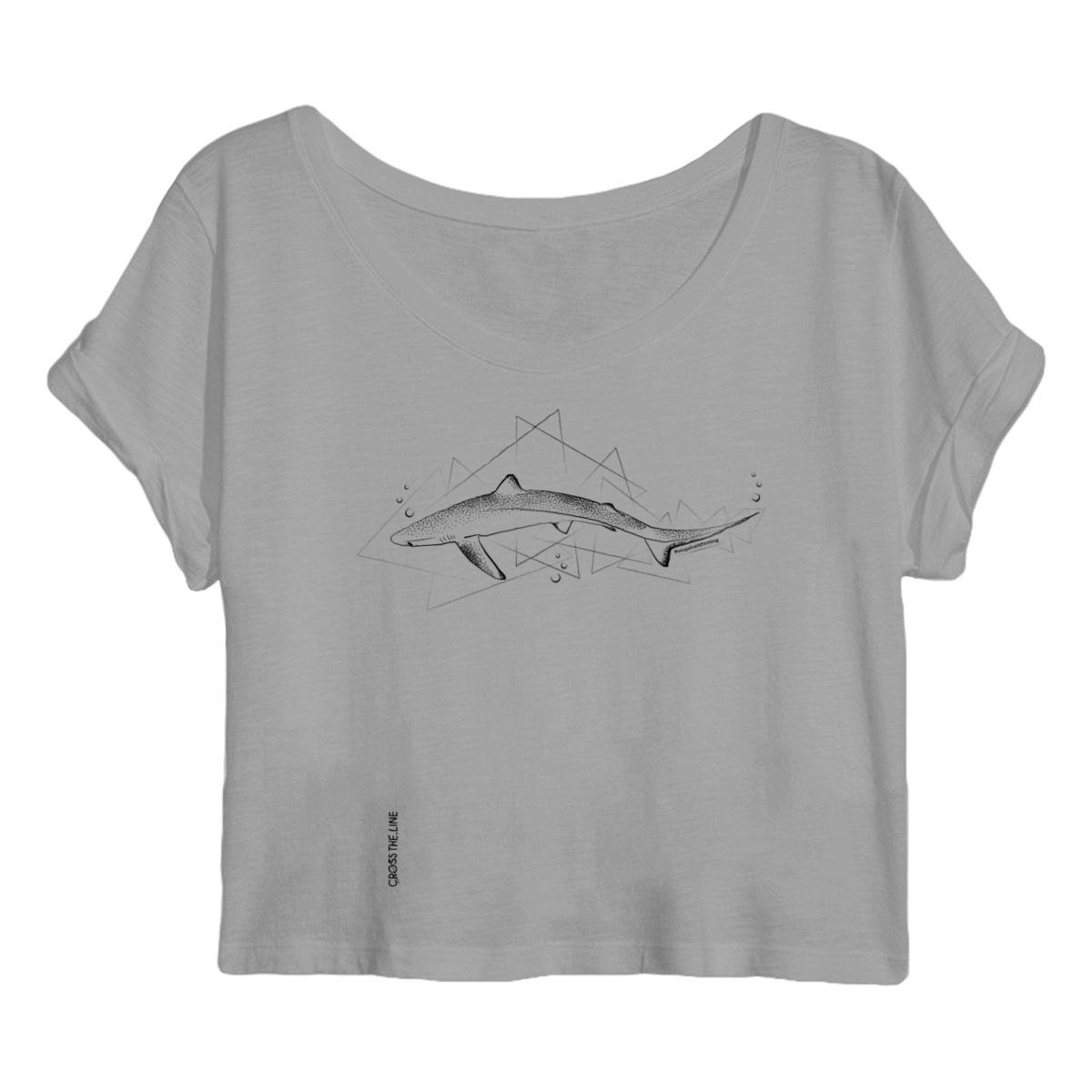 Image back Stop shark finning crop black ink