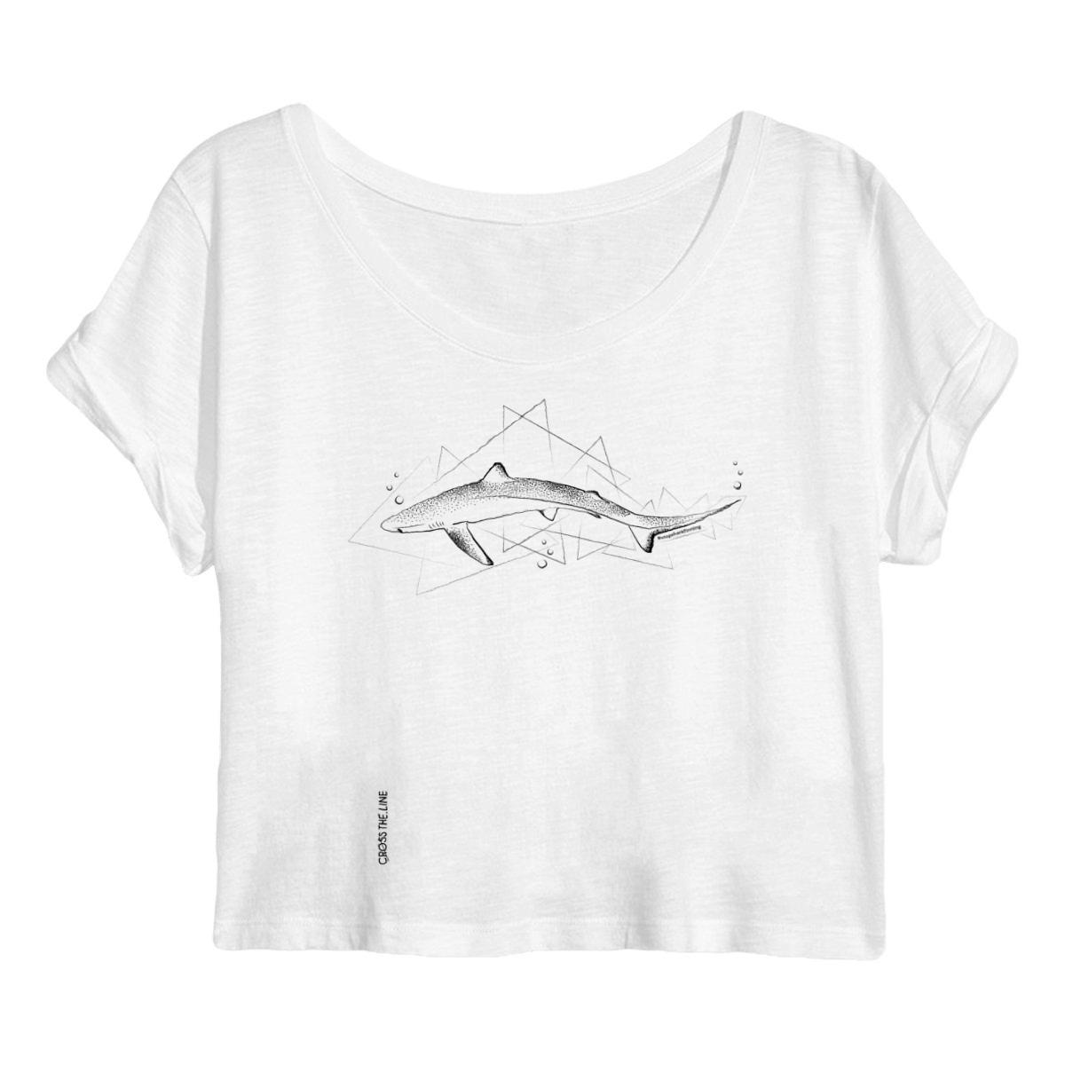 Image front Stop shark finning crop black ink