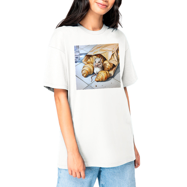 Image front Unisex Oversized T-Shirt | Mouse in Croissants