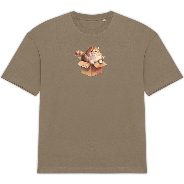 Image back Unisex Oversized T-Shirt | Kitty in a Box | 100% Organic Cotton
