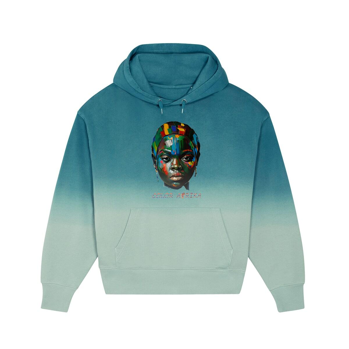 Image back Angry Face - Unisex Hoodie Dip Dye oversized