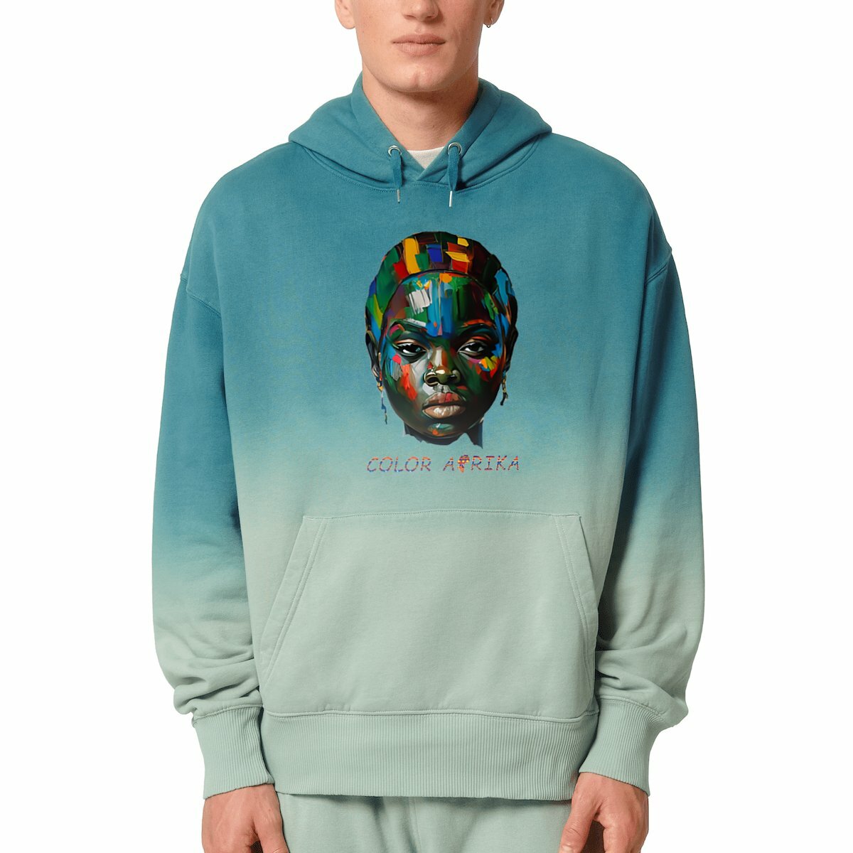 Image front Angry Face - Unisex Hoodie Dip Dye oversized