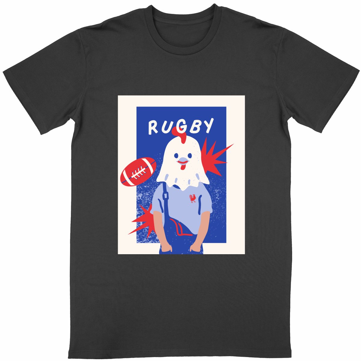 法国公鸡橄榄球人形T恤｜创意运动文创款 - Image