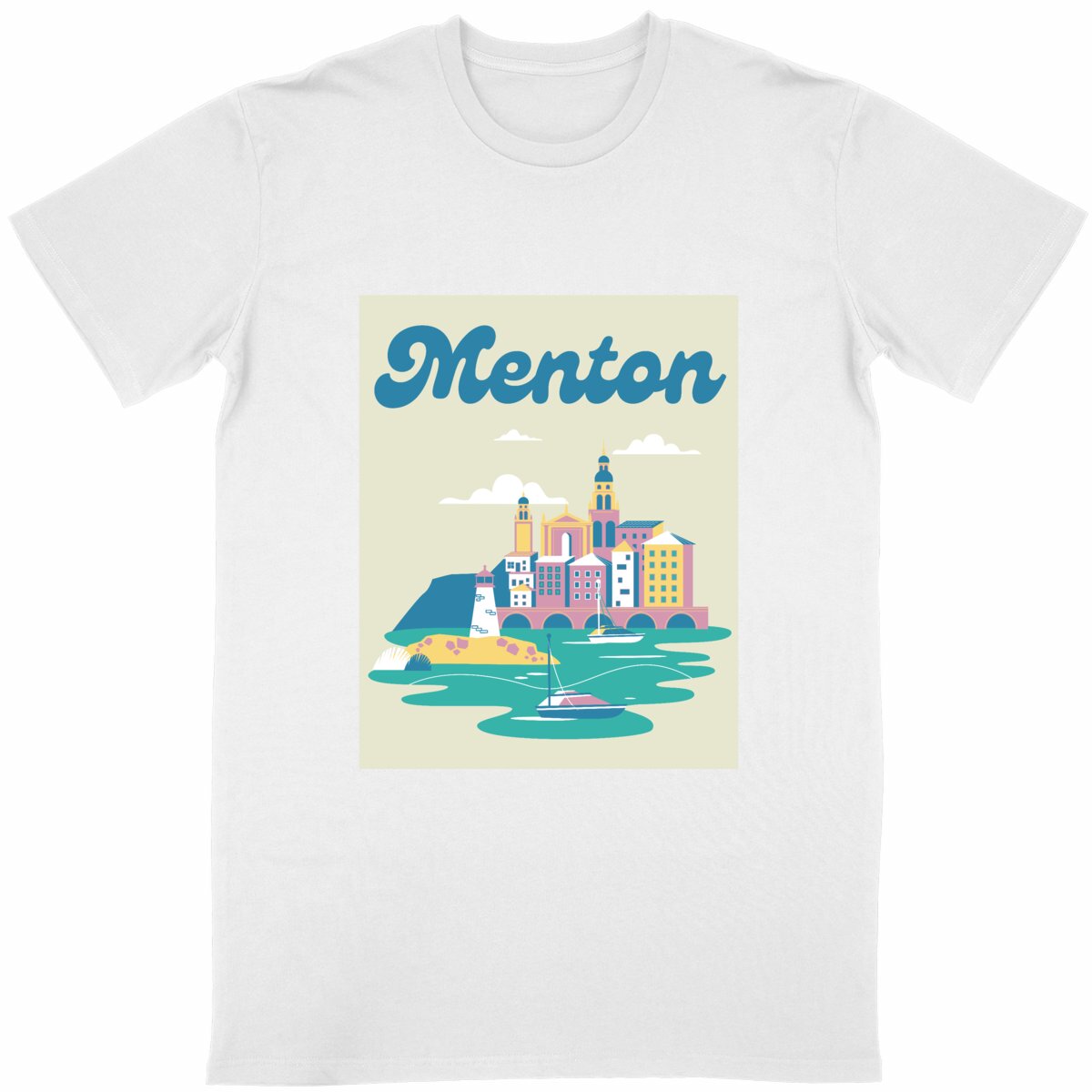 芒通城市主题T恤｜法式蔚蓝海岸风