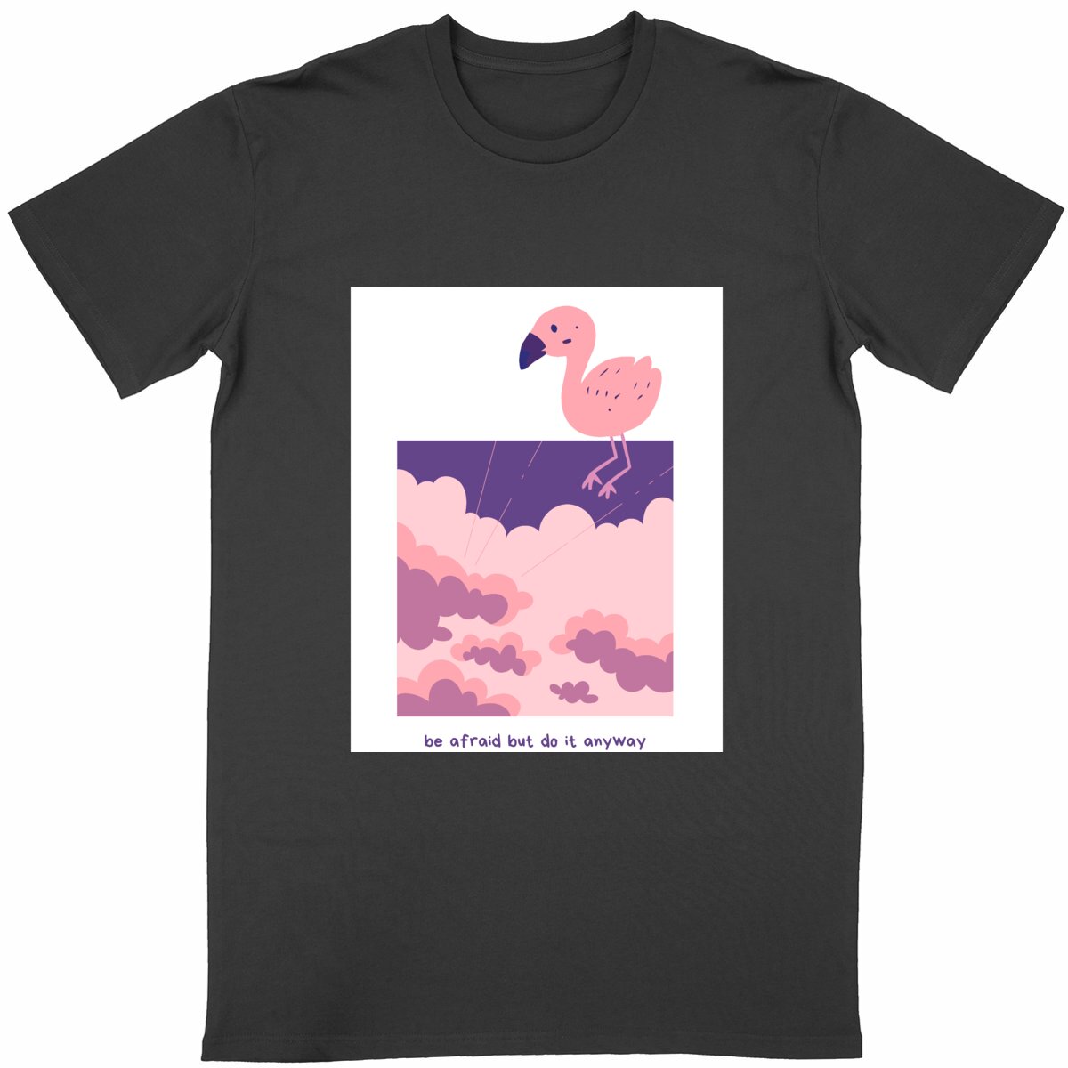 粉色火烈鸟励志T恤｜勇敢生活主题款 - Image