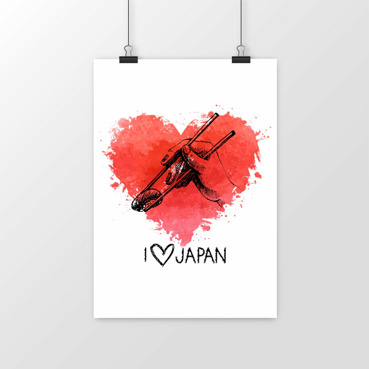 Poster I ❤️ Japan & Sushi – Illustration Pop & Japonaise | Qualité Musée