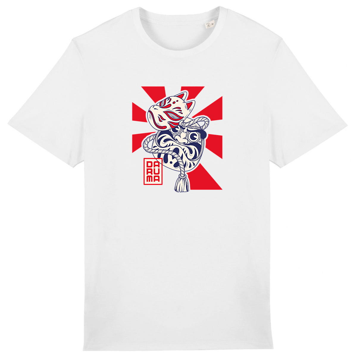 T-shirt “Daruma & Kitsune” – Masques japonais | Coton bio – Imprimé à la demande - Image