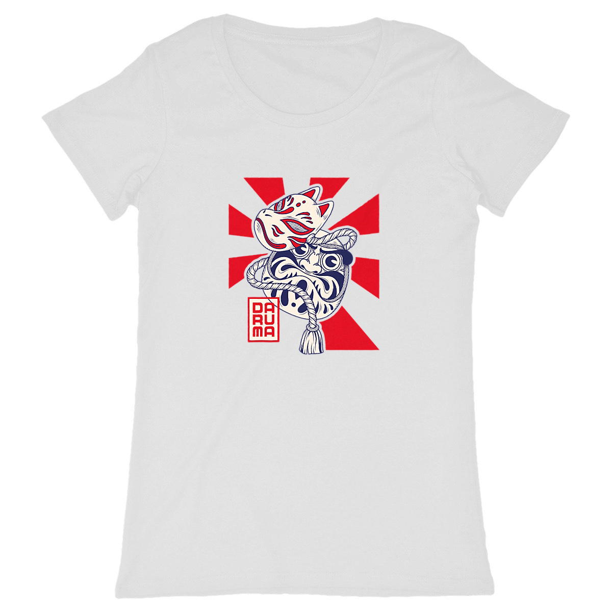 T-shirt femme “Daruma & Kitsune” – Masques japonais | Coton bio – Imprimé à la demande - Image
