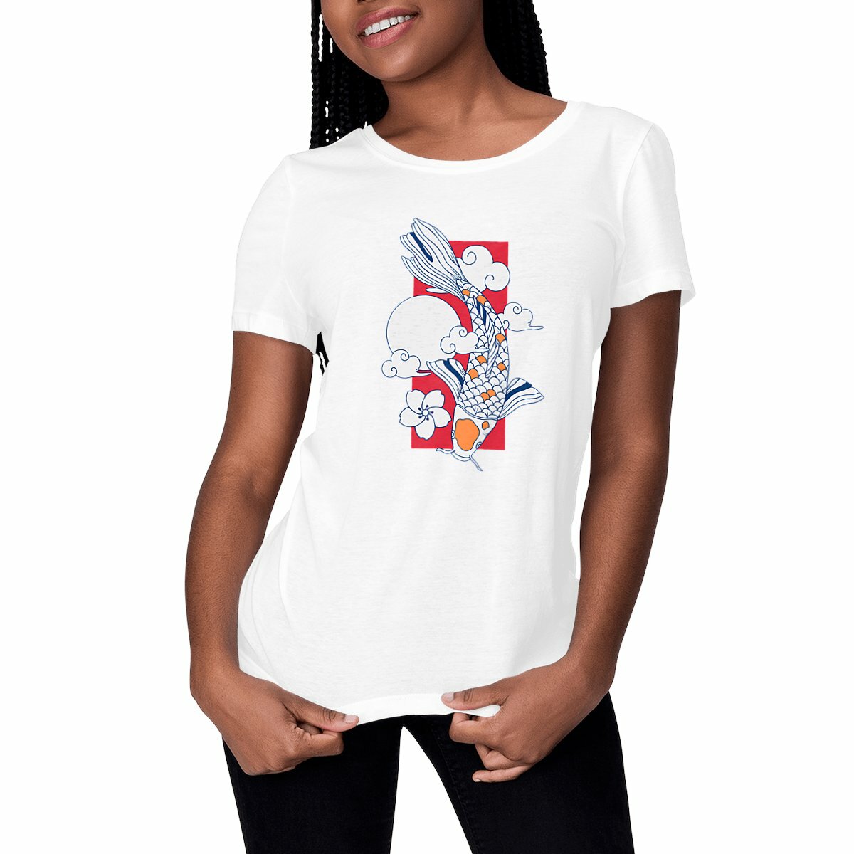 T-shirt Femme Carpe Koï Japonais – Coton en conversion bio | Imprimé en France