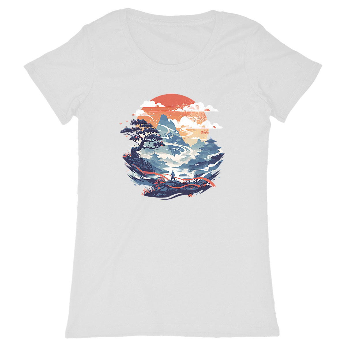 T-shirt Femme Japon Zen – Rêverie Nipponne | Coton Bio | Imprimé en France à la demande - Image