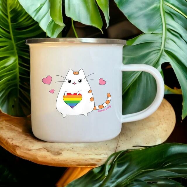 Pride Katze - Emaille Becher