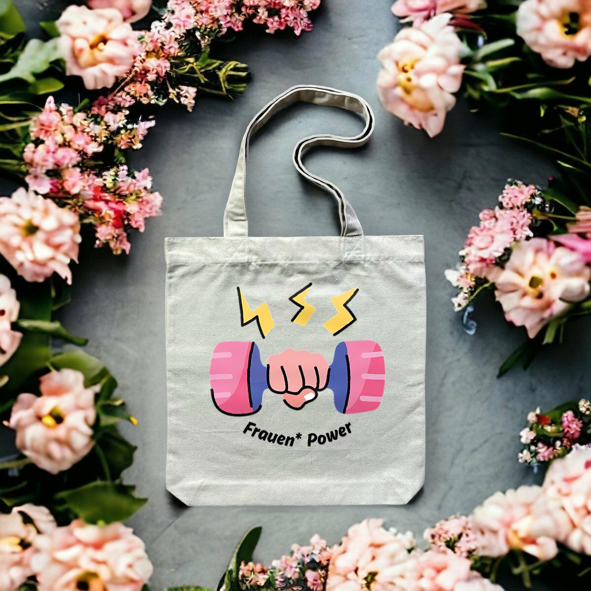 Frauen* Power - Ökologische Tote bag mit dicken Griffen 