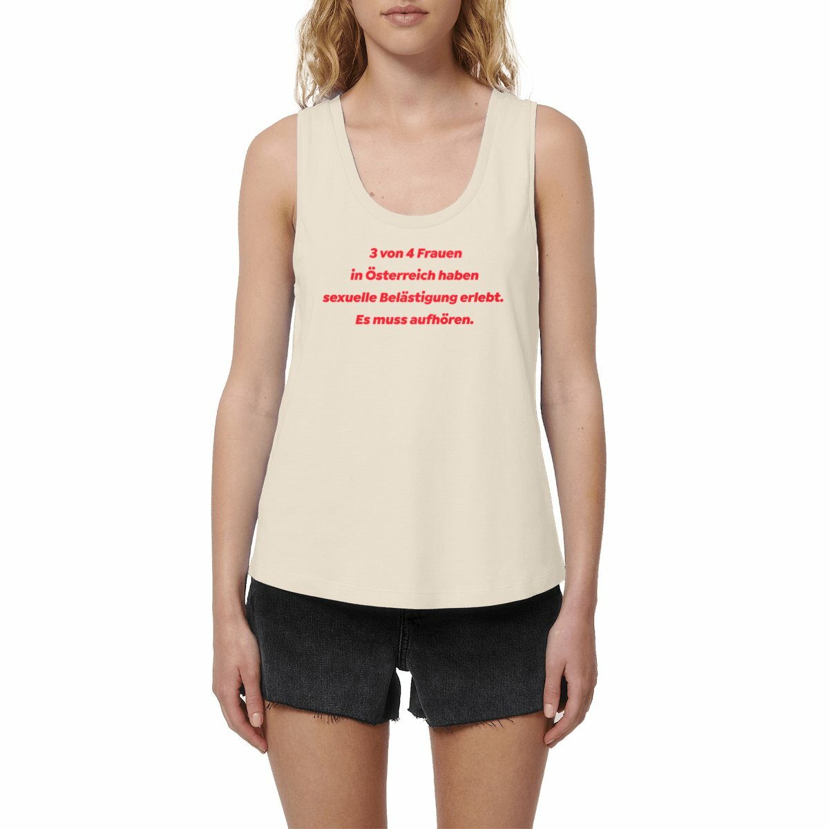3 von 4 Frauen in Österreich haben sexuelle Belästigung erlebt. - Loose fitting "womens*" tank top