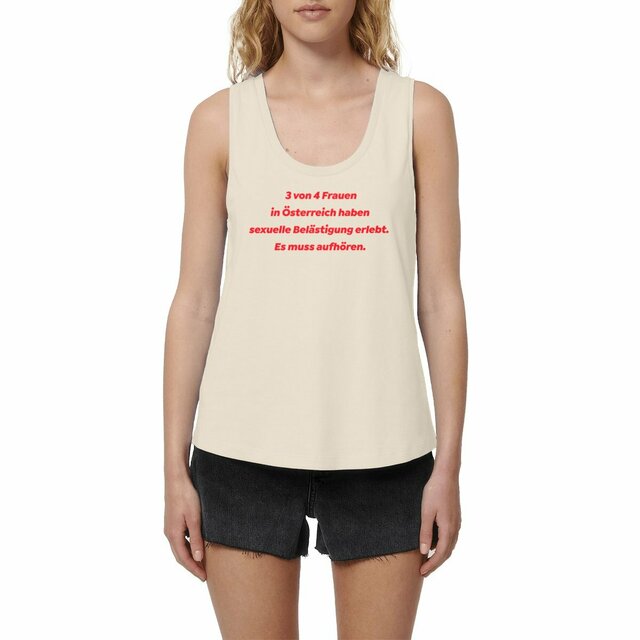 3 von 4 Frauen in Österreich haben sexuelle Belästigung erlebt. - Loose fitting "womens*" tank top