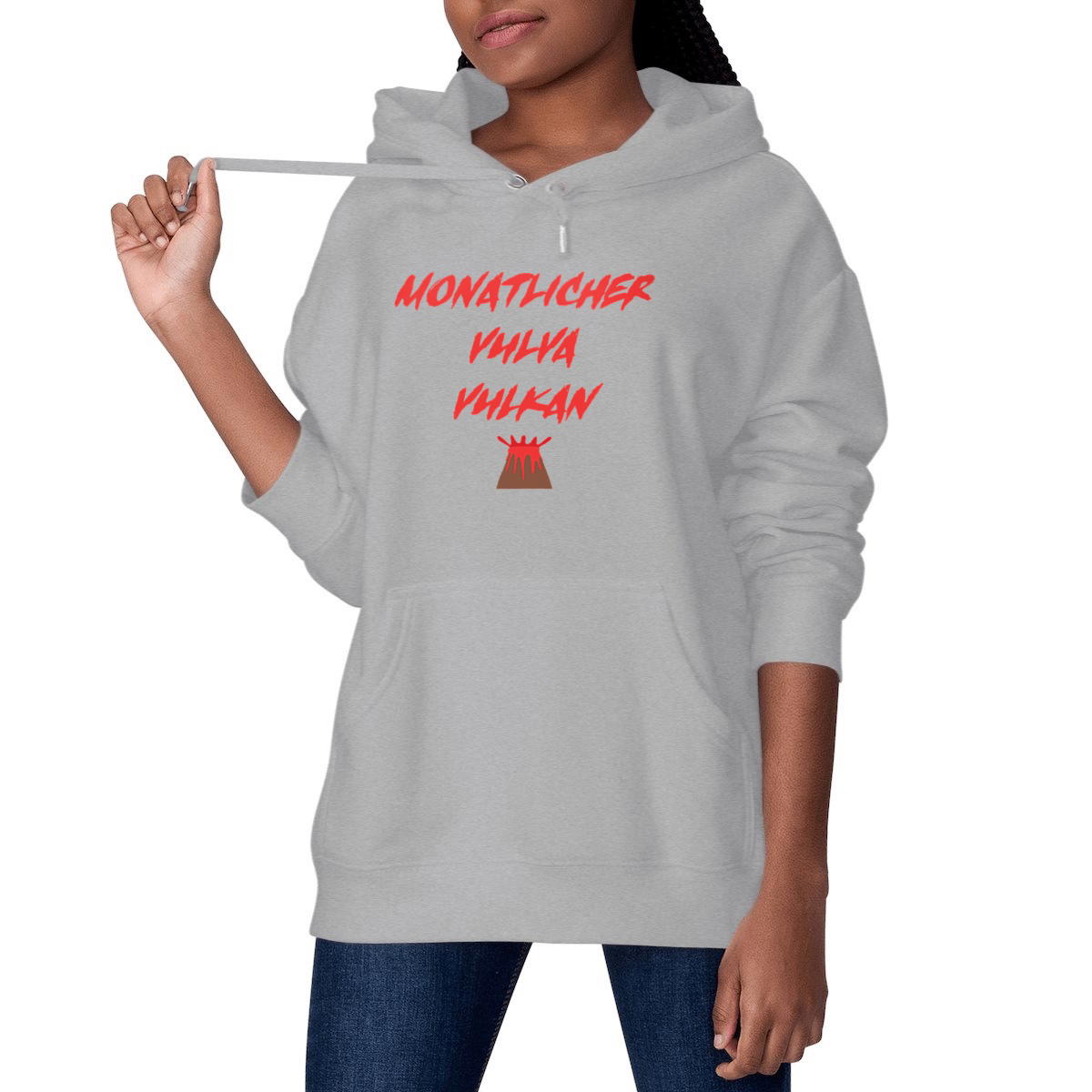 Monatlicher Vulva Vulkan - "Unisex*" Hoodie Metall Cord