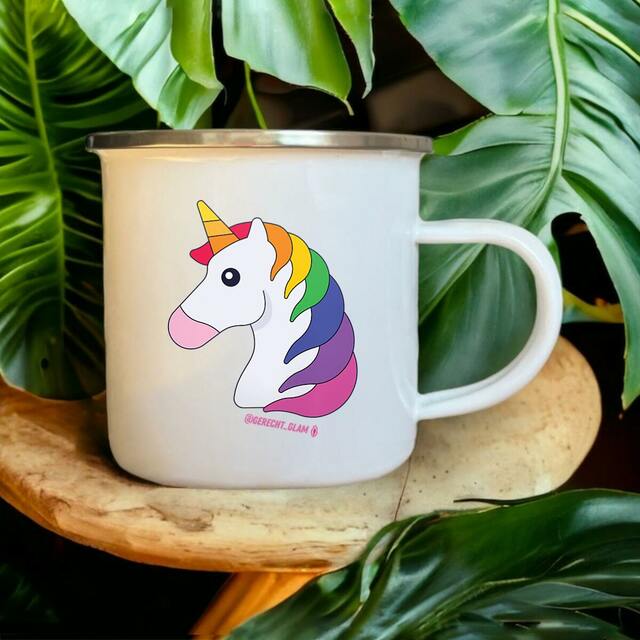 Einhorn Regenbogen - Emaille Becher 