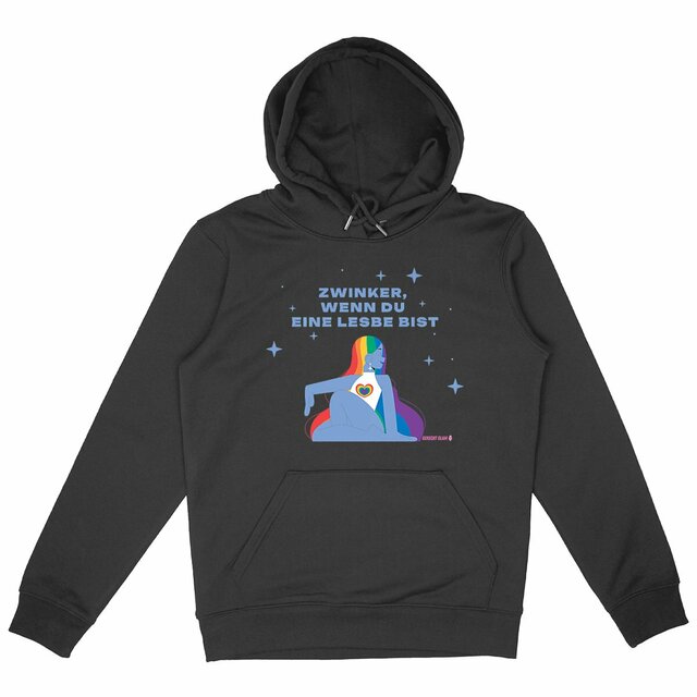  Zwinker, wenn du eine Lesbe bist - “Unisex*” Hoodie Metall Cord  - Image