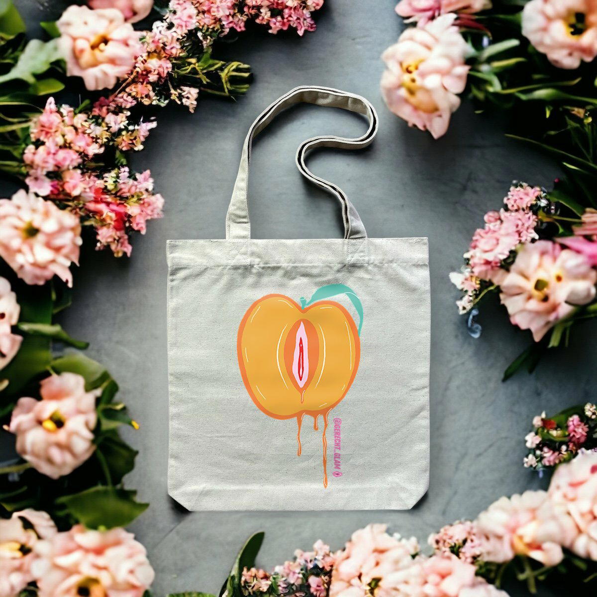 Vulva Pfirsich - Ökologische Tote bag mit dicken Griffen 