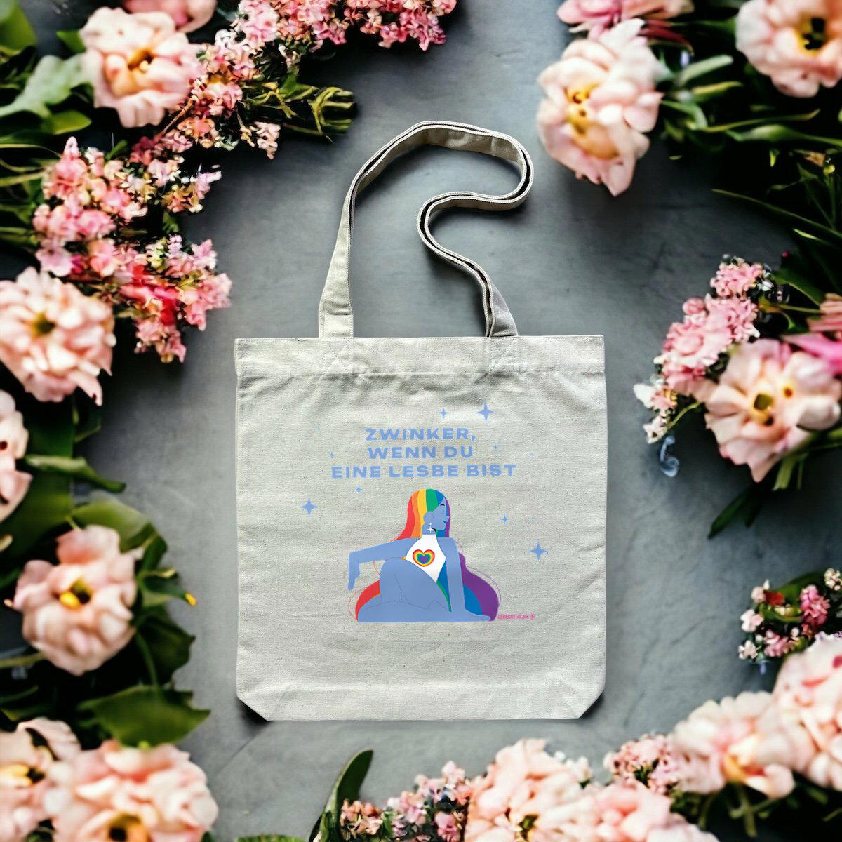 Zwinker, wenn du eine Lesbe bist - Ökologische Tote bag mit dicken Griffen