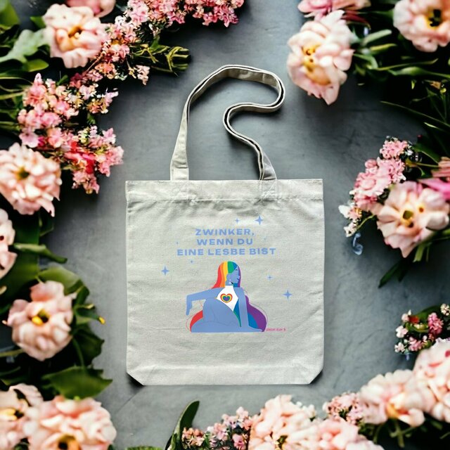 Zwinker, wenn du eine Lesbe bist - Ökologische Tote bag mit dicken Griffen
