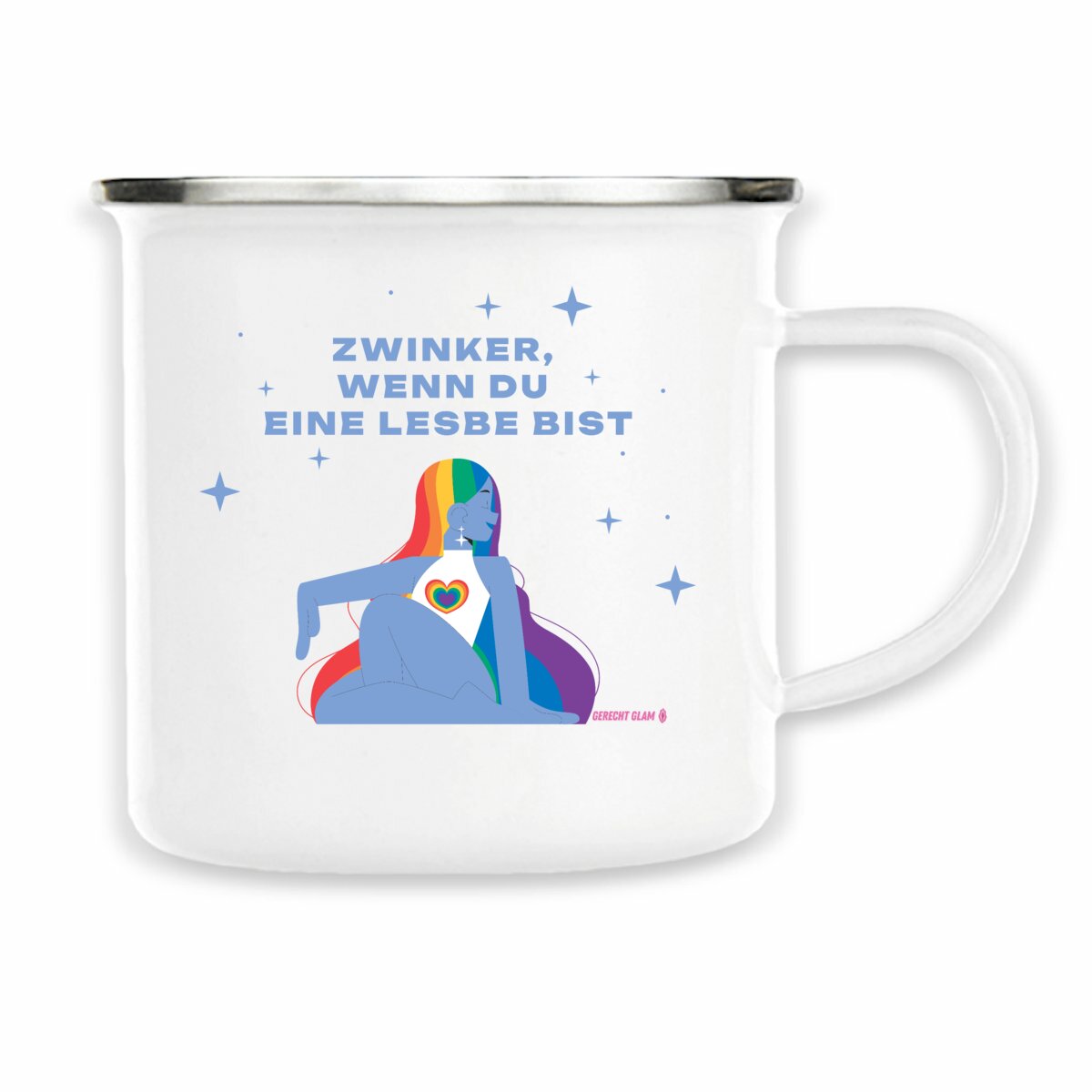  Zwinker, wenn du eine Lesbe bist - Emaille Becher